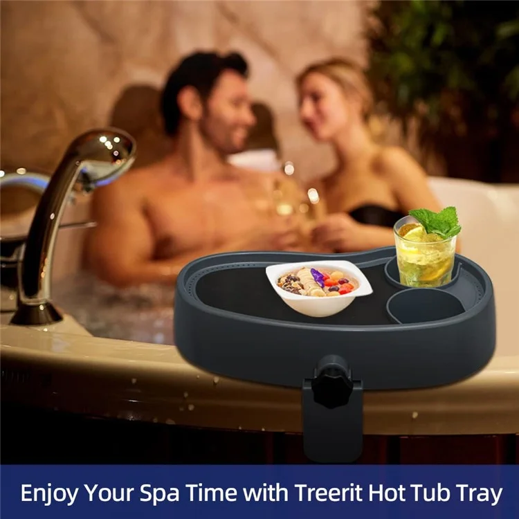 Non Slip Hot Tub Caddy Tray Adjustable Spa Side Table Plastic Drink Cup Holder