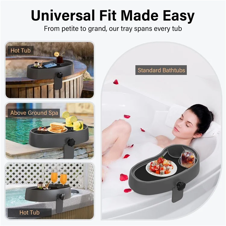Non Slip Hot Tub Caddy Tray Adjustable Spa Side Table Plastic Drink Cup Holder