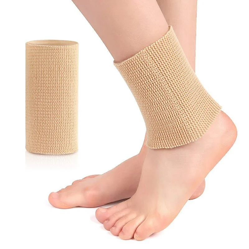 Ankle Support Brace Compression Sleeve Elastic Bandage Foot Heel Protector - Nude