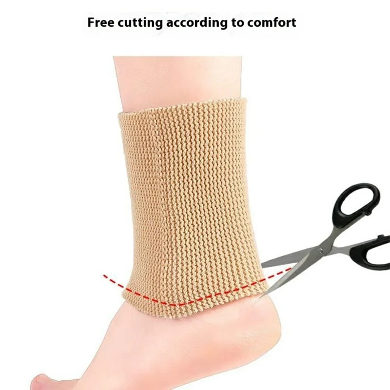 Ankle Support Brace Compression Sleeve Elastic Bandage Foot Heel Protector - Nude