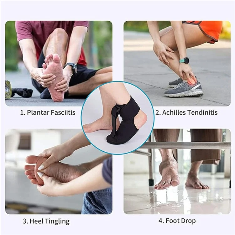 021 Chaussettes orthopédiques pour correction de chute du pied, Bande d'entraînement plantaire Attelle de stretching nocturne pour fasciite plantaire - S / 35-39