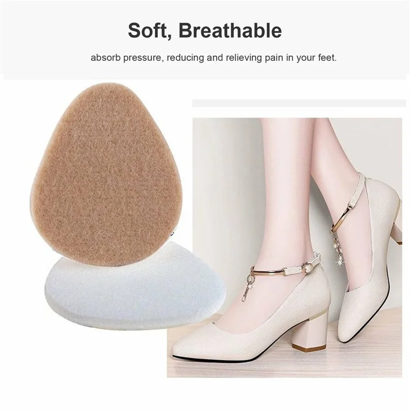1 Pair Peach Shape Thickened Half Insoles High Heel Cushion Pads Wool Forefoot Inserts - Nude