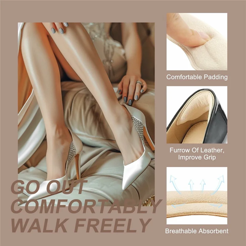 062 1 Pair Sponge Heel Pads Thickened Anti Wear Invisible Shoes Inside Heel Sticker - Apricot