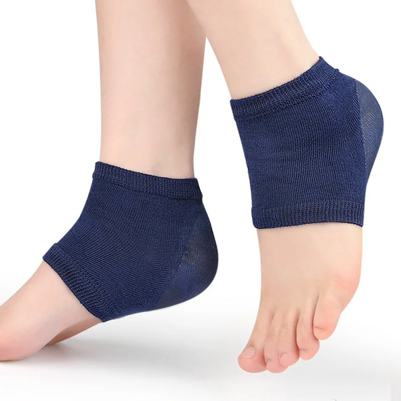 008 1 Pair Gel Heel Socks Cracked Foot Repair Moisturizing Sleeves Half Toe Anti Crack Protector - Blue