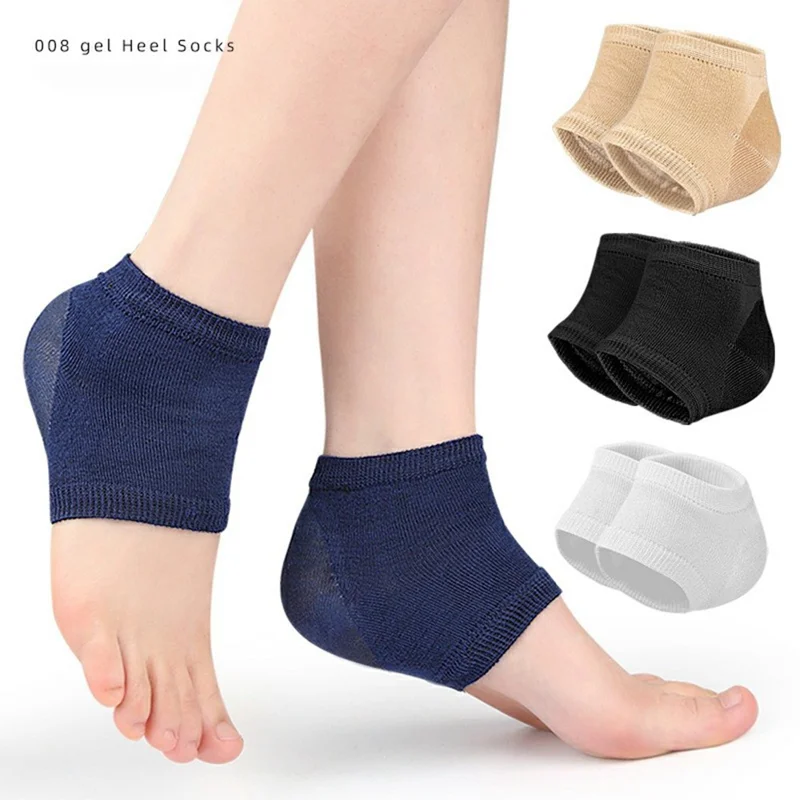 008 1 Pair Gel Heel Socks Cracked Foot Repair Moisturizing Sleeves Half Toe Anti Crack Protector - Blue