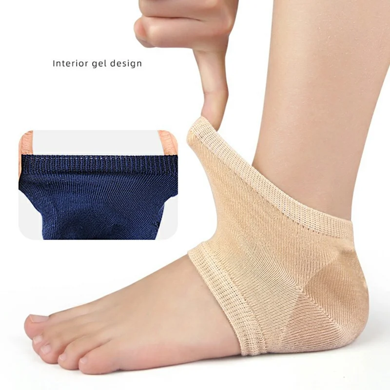 008 1 Pair Gel Heel Socks Cracked Foot Repair Moisturizing Sleeves Half Toe Anti Crack Protector - Blue