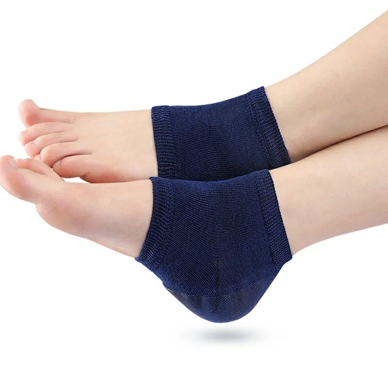 008 1 Pair Gel Heel Socks Cracked Foot Repair Moisturizing Sleeves Half Toe Anti Crack Protector - Blue