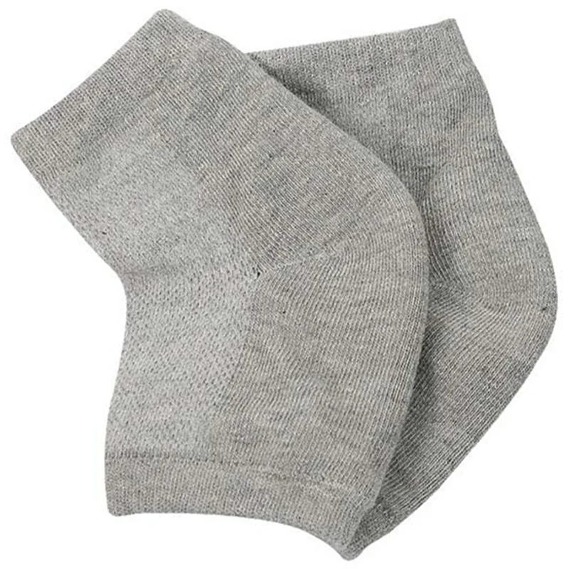 001 1 Pair Gel Heel Crack Socks Half Cut Mesh Breathable Cotton Socks Heel Protection - Grey