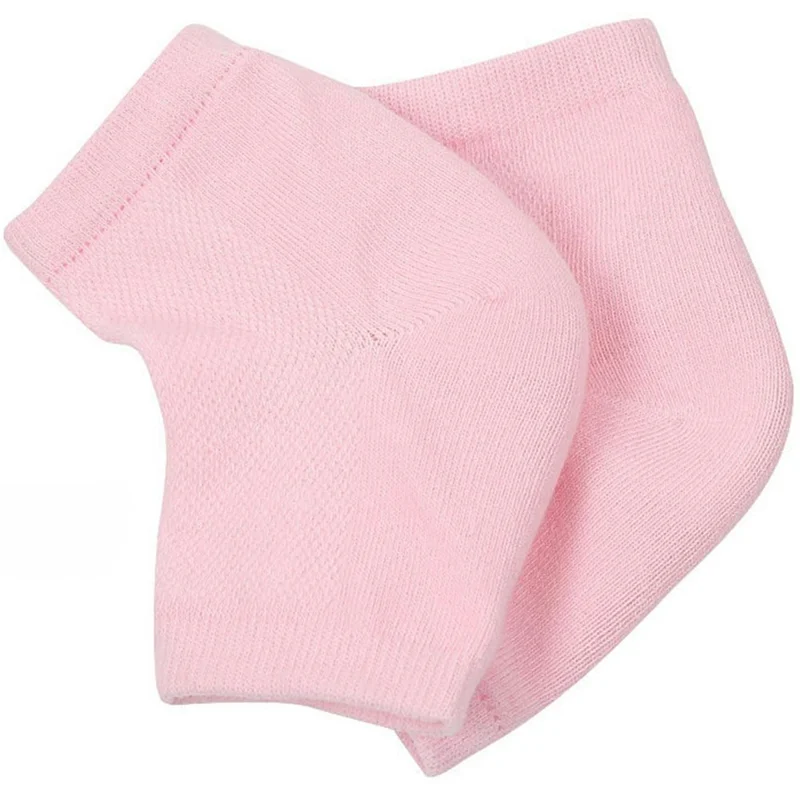 001 1 Pair Gel Heel Crack Socks Half Cut Mesh Breathable Cotton Socks Heel Protection Gift - Pink