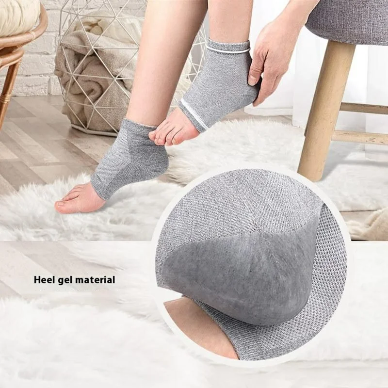 001 1 Pair Gel Heel Crack Socks Half Cut Mesh Breathable Cotton Socks Heel Protection Gift - Pink