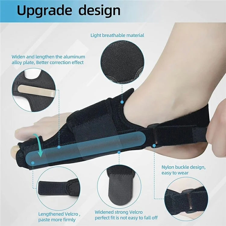 003 Bunion Korrektur Verstellbarer Zehentrenner Orthopädische Einlage Knochenkorrektur Daumen Verstellgerät Fußpflegewerkzeug - Schwarz / Rechts