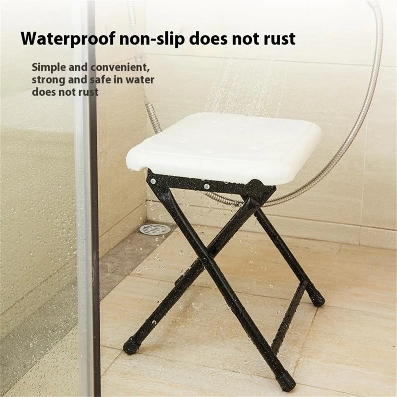 Taburete de ducha plegable de acero al carbono, impermeable y antideslizante, para personas mayores y niños