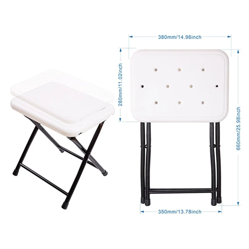 Taburete de ducha plegable de acero al carbono, impermeable y antideslizante, para personas mayores y niños