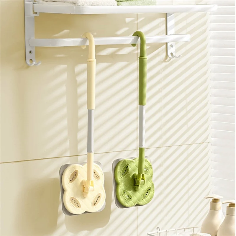 4 Sections Pole Household Disposable Face Towel Mop Dust Removal Floor Cleaner - Cream White