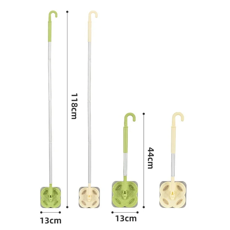 4 Sections Pole Household Disposable Face Towel Mop Dust Removal Floor Cleaner - Green