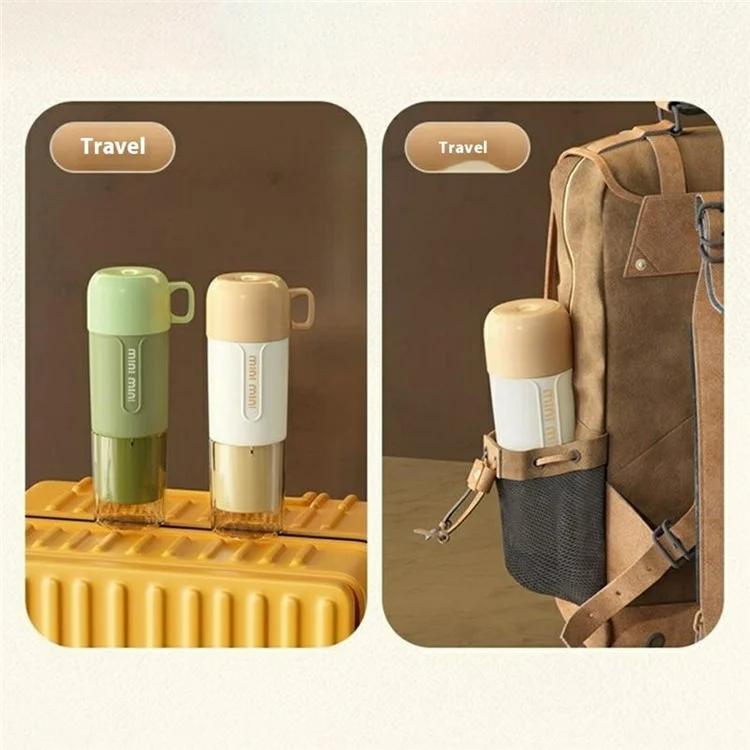 Ensemble de Tasse de Voyage 3 en 1 avec Kit de Toilette Portable pour Brosse à Dents - Famille Maison / Extérieur - Jaune