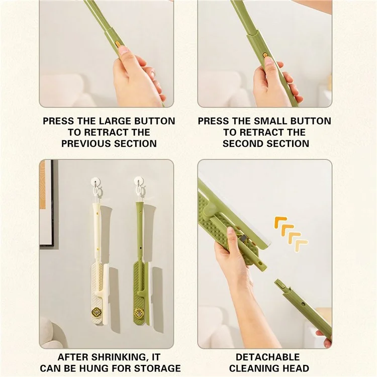 Nettoyeur de fenêtre télescopique Raclette double face Raclette Utilisation humide et sèche Outil de nettoyage - Vert