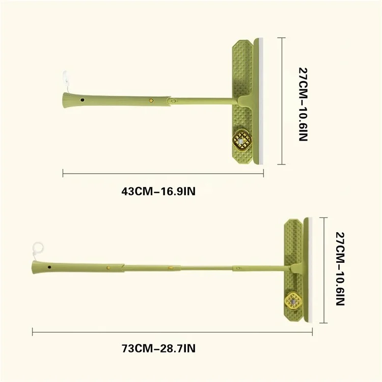 Nettoyeur de fenêtre télescopique Raclette double face Raclette Utilisation humide et sèche Outil de nettoyage - Vert