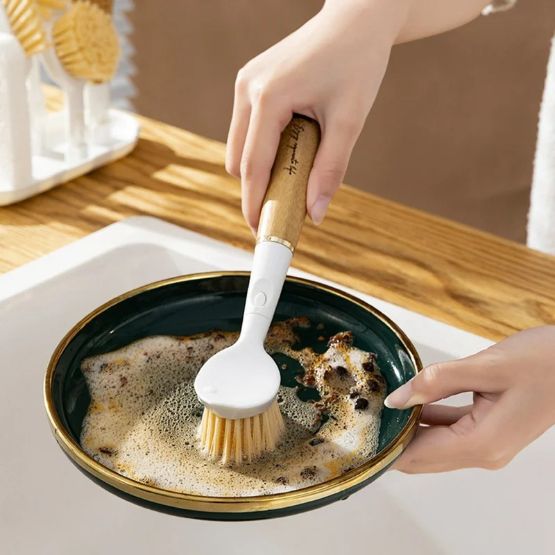 3-in-1 Küchenreinigungsbürsten-Set mit austauschbaren Köpfen Spülbürste Tassenbürste Topfreiniger für Spüle / Flasche / Pfanne