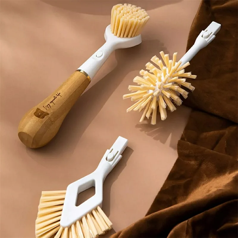 3-in-1 Küchenreinigungsbürsten-Set mit austauschbaren Köpfen Spülbürste Tassenbürste Topfreiniger für Spüle / Flasche / Pfanne