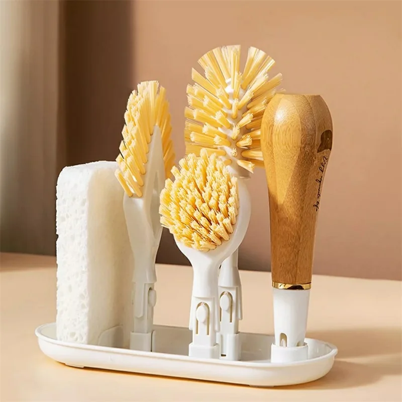 3-in-1 Küchenreinigungsbürsten-Set mit austauschbaren Köpfen Spülbürste Tassenbürste Topfreiniger für Spüle / Flasche / Pfanne