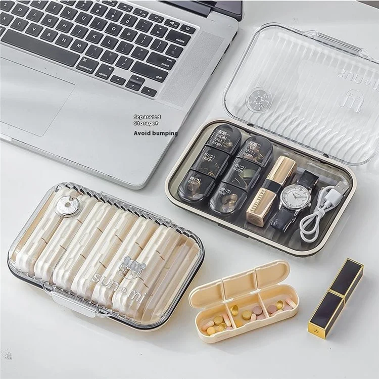 21 Compartiments Organisateur hebdomadaire de pilules Grande capacité Boîte à médicaments portable Conteneur de supplément de voyage - Blanc