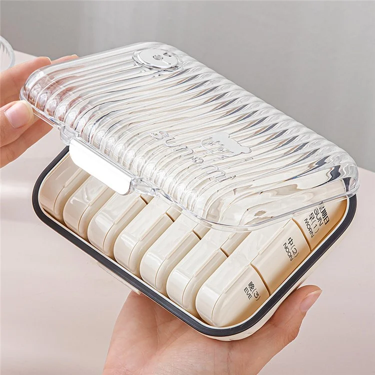 21 Compartiments Organisateur hebdomadaire de pilules Grande capacité Boîte à médicaments portable Conteneur de supplément de voyage - Blanc