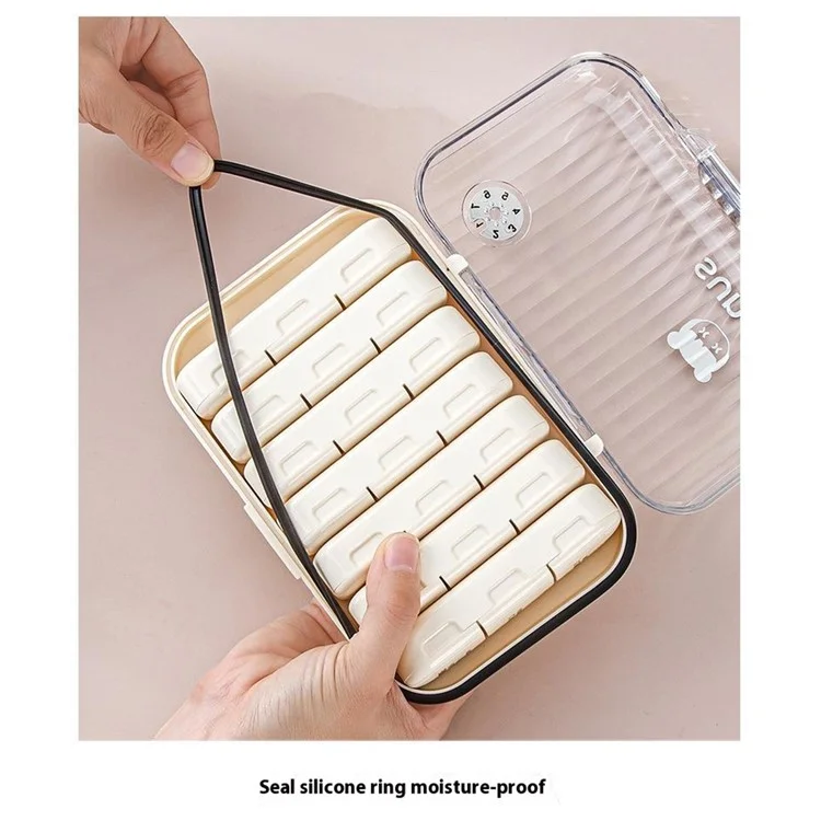 21 Compartiments Organisateur hebdomadaire de pilules Grande capacité Boîte à médicaments portable Conteneur de supplément de voyage - Blanc