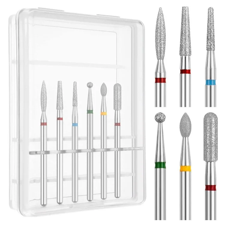 Conjunto de 6 brocas de lixa para unhas Removedor de cutícula Cabeças de lima para unhas Acessórios para máquina de manicure