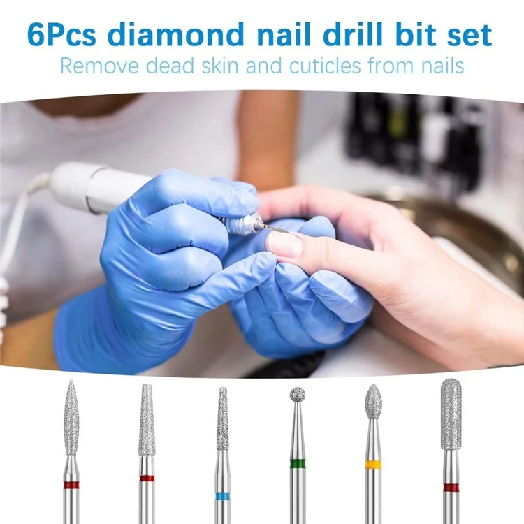 Conjunto de 6 brocas de lixa para unhas Removedor de cutícula Cabeças de lima para unhas Acessórios para máquina de manicure