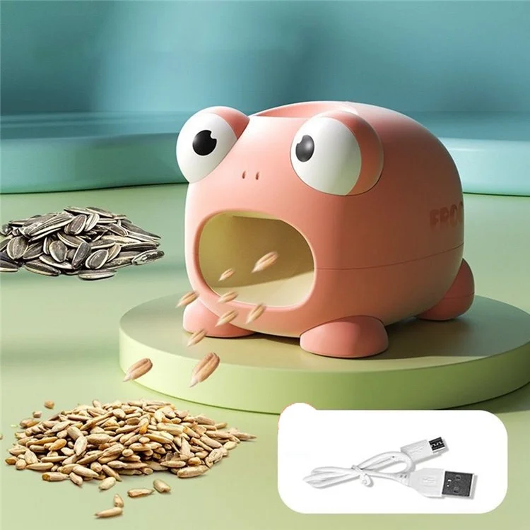 Electric Sunflower Seed Sheller Frog Shaped Automatic Seed Husker Portable Mini Shell Remover - Pink