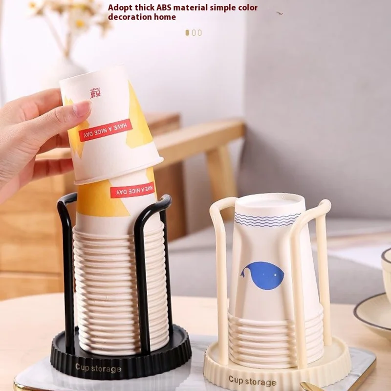 Disposable Cup Dispenser Paper Cup Holder Storage Rack Punching Free for Home - White