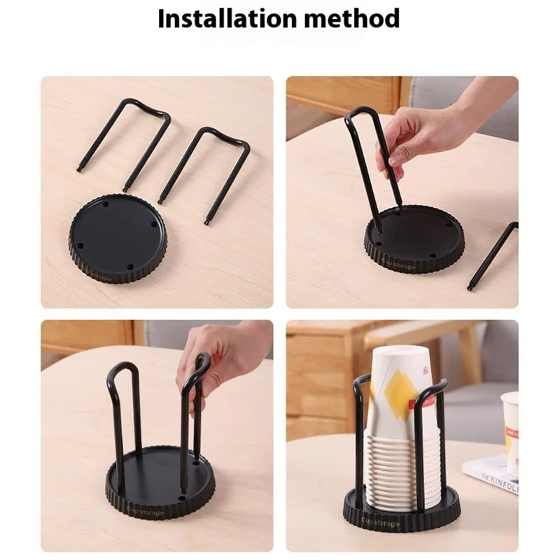 Disposable Cup Dispenser Paper Cup Holder Storage Rack Punching Free for Home - White