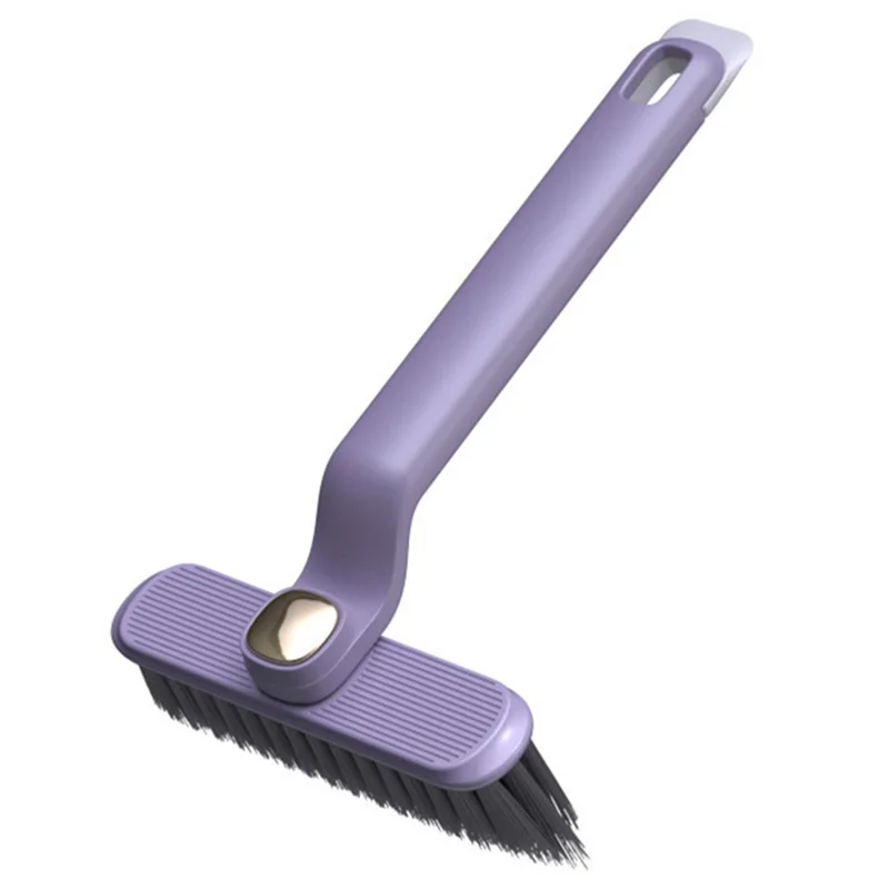 Rotating Cleaning Brush Hard Bristle Bathroom Tile Scrubber Floor Wall Crevices Grout Cleaning Brush - Purple