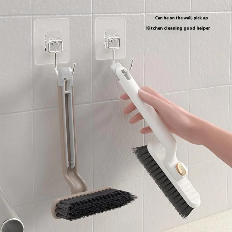 Rotating Cleaning Brush Hard Bristle Bathroom Tile Scrubber Floor Wall Crevices Grout Cleaning Brush - Purple