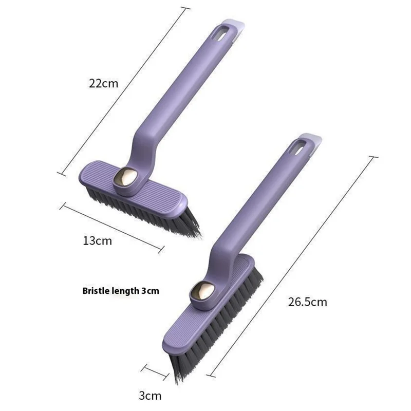 Rotating Cleaning Brush Hard Bristle Bathroom Tile Scrubber Floor Wall Crevices Grout Cleaning Brush - Purple