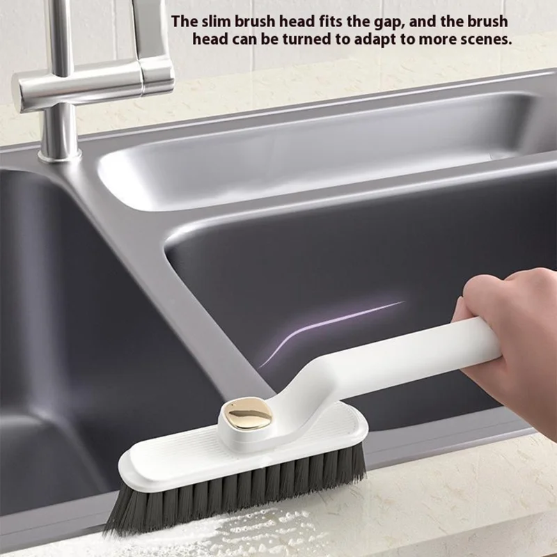 Rotating Cleaning Brush Hard Bristle Bathroom Tile Scrubber Floor Wall Crevices Grout Cleaning Brush - Purple