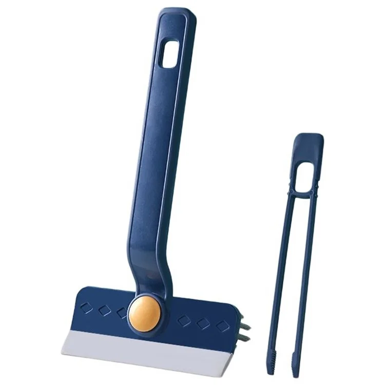 Rotating Cleaning Brush Water Wiper Hard Bristles Bathroom Tile Crevice Cleaning Tool with Hair Clip - Blue