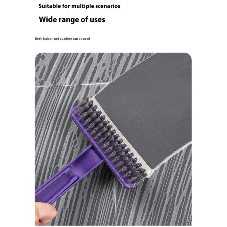 Rotating Cleaning Brush Water Wiper Hard Bristles Bathroom Tile Crevice Cleaning Tool with Hair Clip - Blue