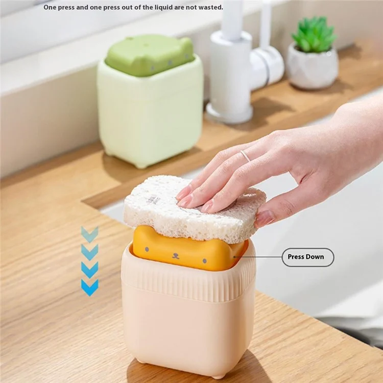Cute Cat Shaped Dish Soap Dispenser Kitchen Sink Liquid Soap Pump Detergent Dispenser - Yellow