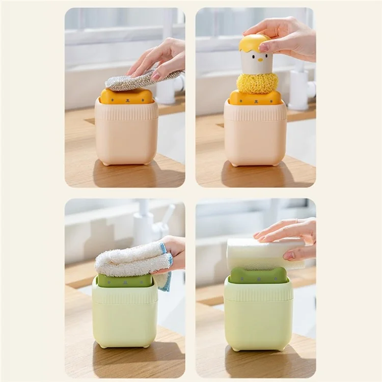 Cute Cat Shaped Dish Soap Dispenser Kitchen Sink Liquid Soap Pump Detergent Dispenser - Yellow