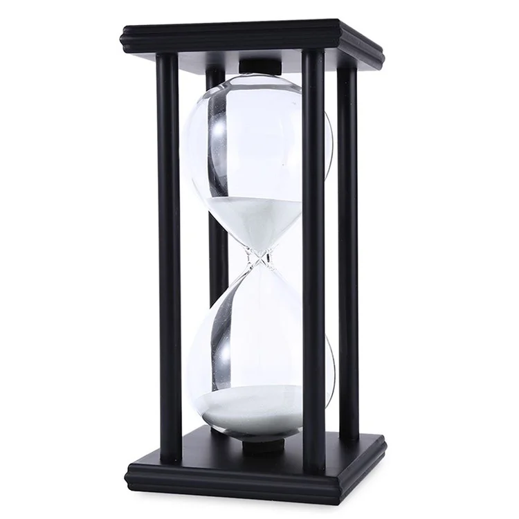 15 Minutes Sand Timer 4 Black Wooden Frames Sandglass - White