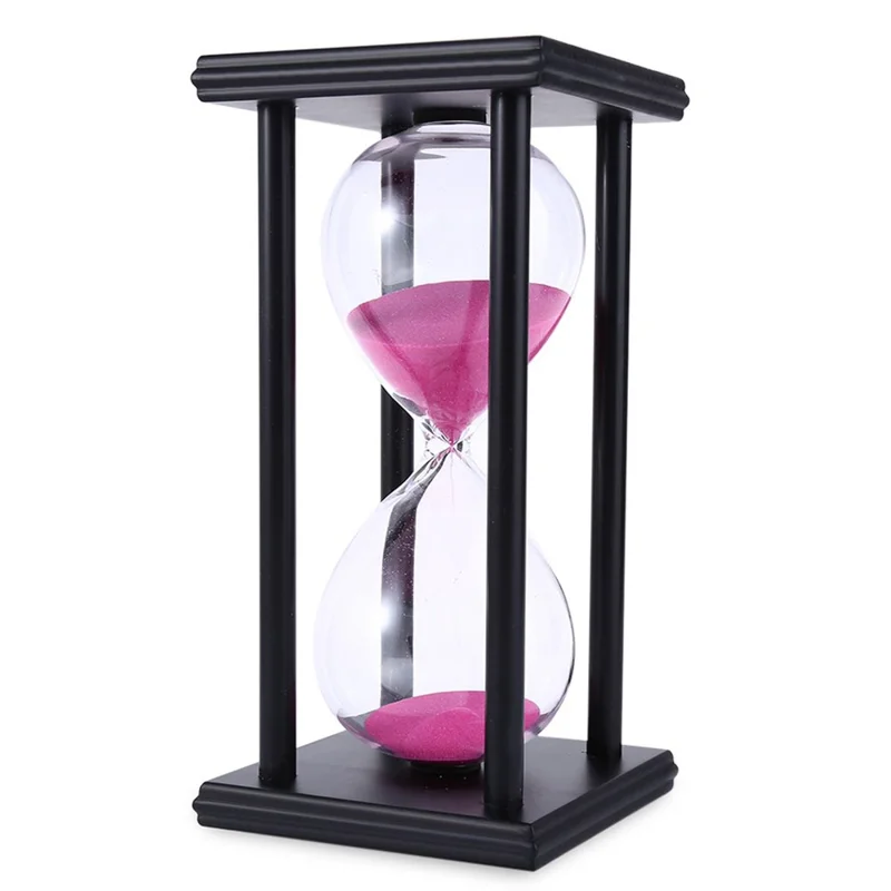 15 Minutes Sand Timer 4 Black Wooden Frames Sandglass - Pink