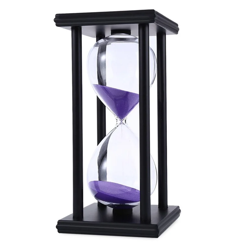 15 Minutes Sand Timer 4 Black Wooden Frames Sandglass - Purple
