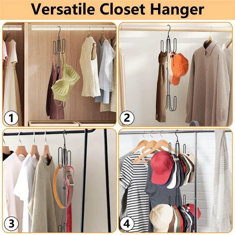 Foldable Hat Organizer Rack Space Saving Iron Art Hanging Hooks for Bags Belts Ties