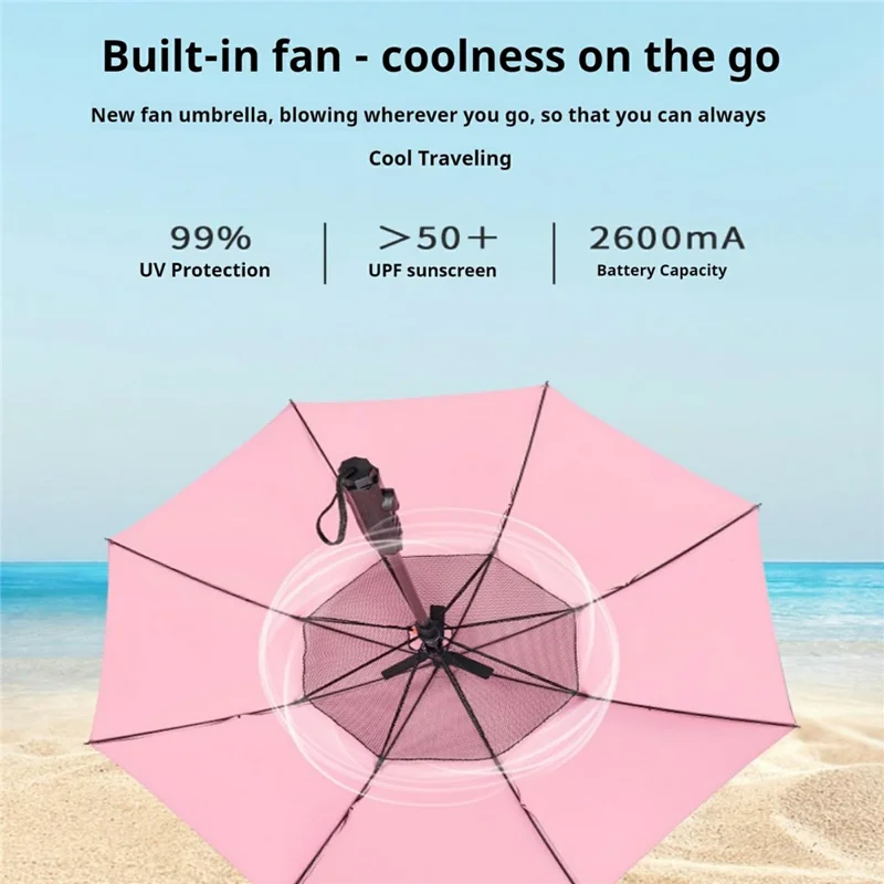 3 In 1 Summer UV Protection Portable Misting Umbrella with Cooling Fan ( Battery Operated ) - Blue