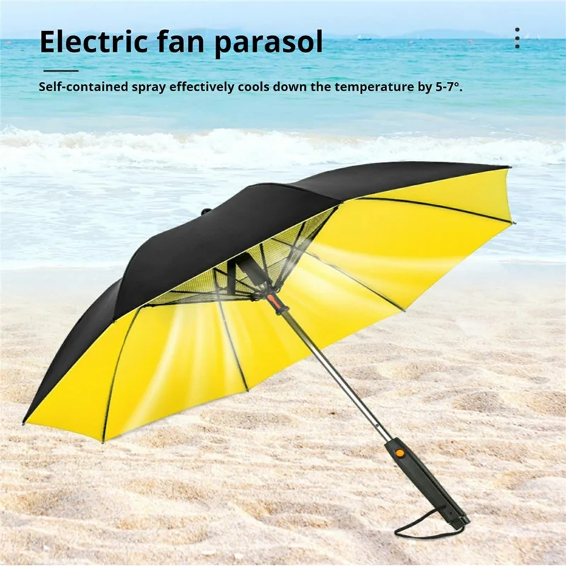 3 In 1 Summer UV Protection Portable Misting Umbrella with Cooling Fan ( Battery Operated ) - Blue