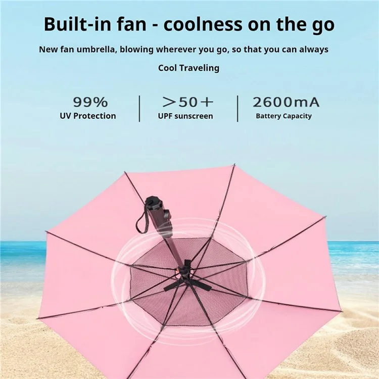 3 In 1 Summer UV Protection Portable Misting Umbrella with Cooling Fan ( Battery Operated ) - Black