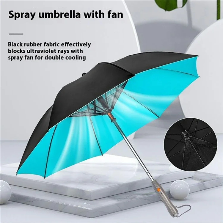 3 In 1 Summer UV Protection Portable Misting Umbrella with Cooling Fan ( USB Rechargeable ) - Orange