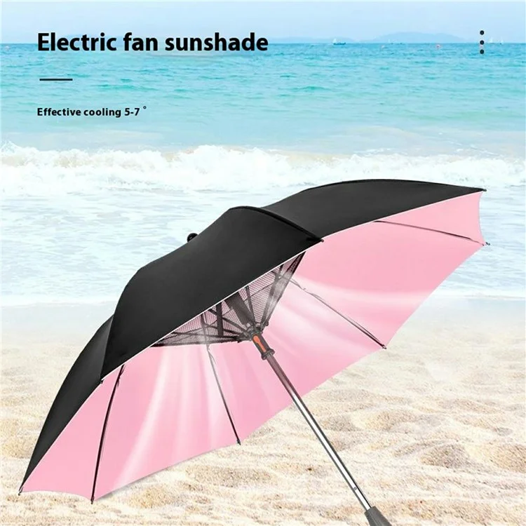 3 In 1 Summer UV Protection Portable Misting Umbrella with Cooling Fan ( USB Rechargeable ) - Orange